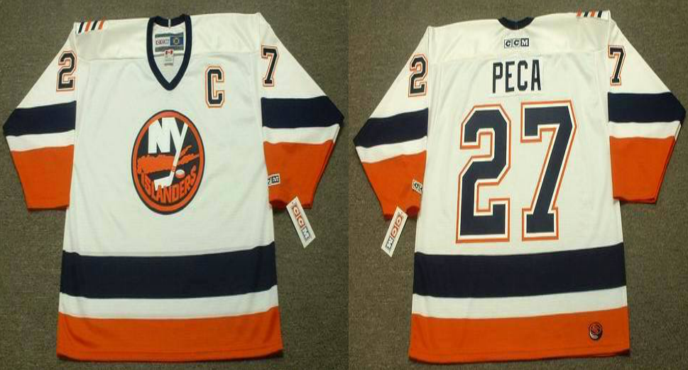 2019 Men New York Islanders #27 Peca white CCM NHL jersey->new york islanders->NHL Jersey